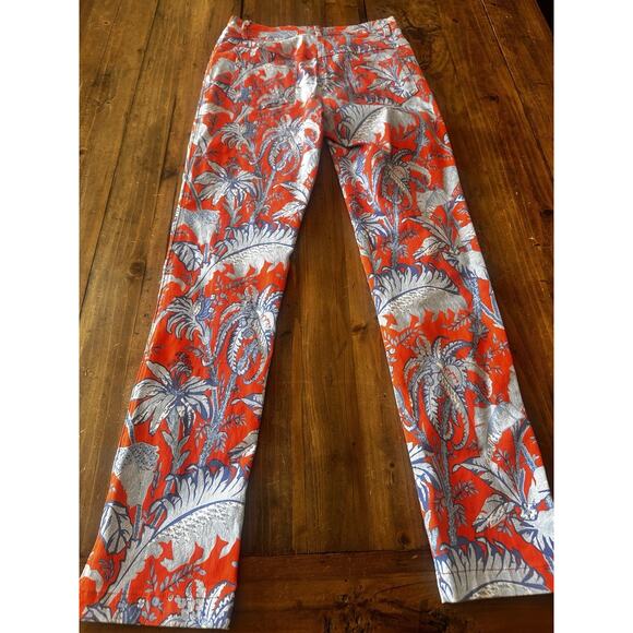 Gretchen Scott Size XS Gripeless Pants Jeans Floral Straight Leg Preppy Resort - Picture 12 of 13